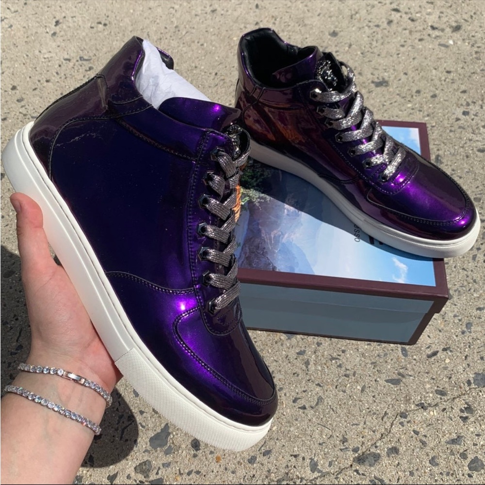 Encore by Fiesso Italian Dress Shoes Red Bottom Hi Met Purple Shoes New Mens